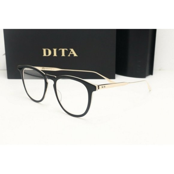 Dita Falson 0TX105 Oval Black Gold Eyeglasses Demo Lenses 52mm